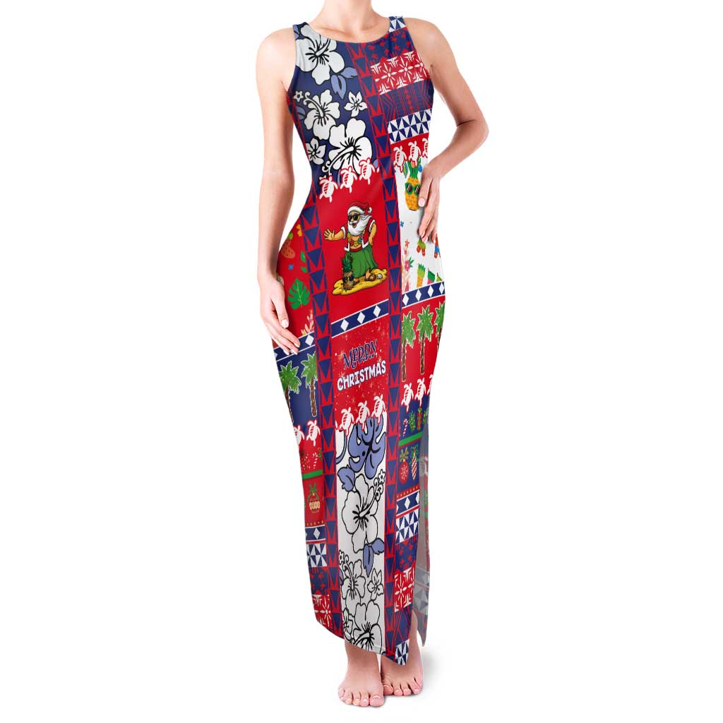 Wallis And Futuna Christmas Tank Maxi Dress Festive Beach Vibes - Polynesian Pride