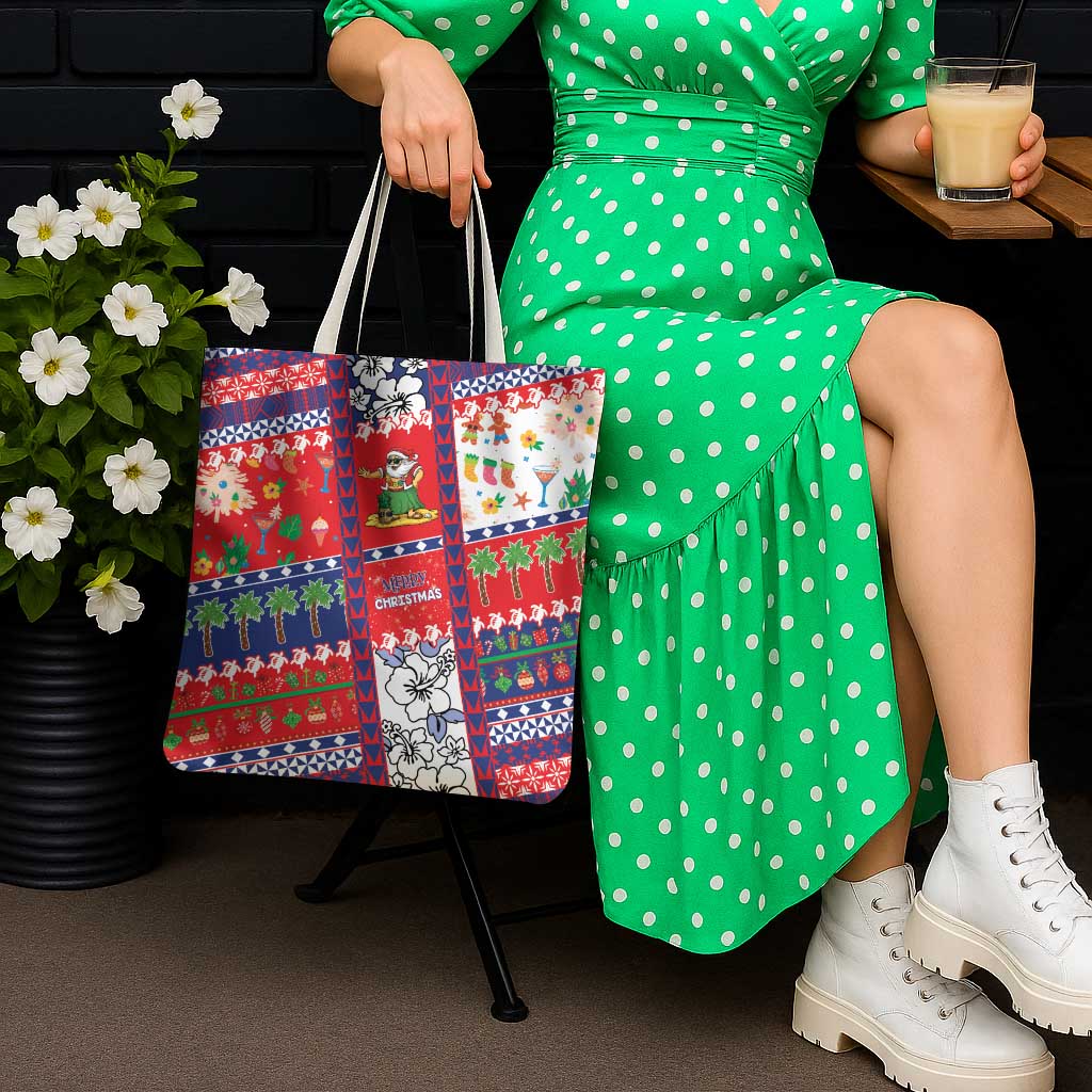 Wallis And Futuna Christmas Tote Bag Festive Beach Vibes - Polynesian Pride