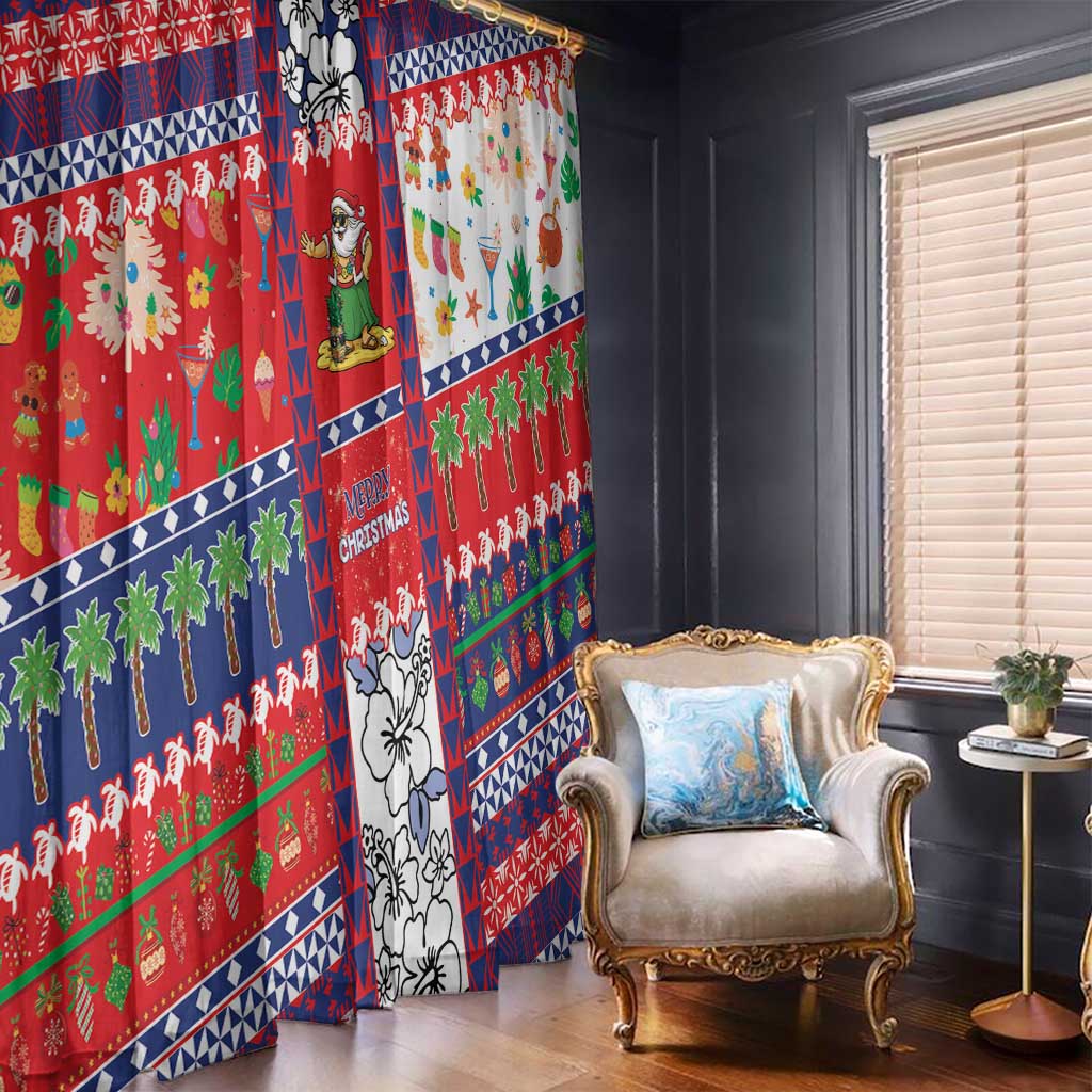 Wallis And Futuna Christmas Window Curtain Festive Beach Vibes - Polynesian Pride