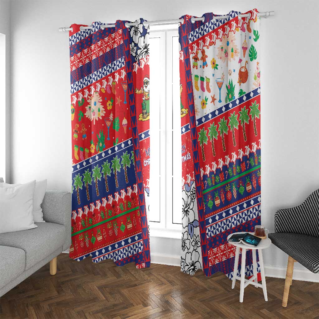 Wallis And Futuna Christmas Window Curtain Festive Beach Vibes - Polynesian Pride