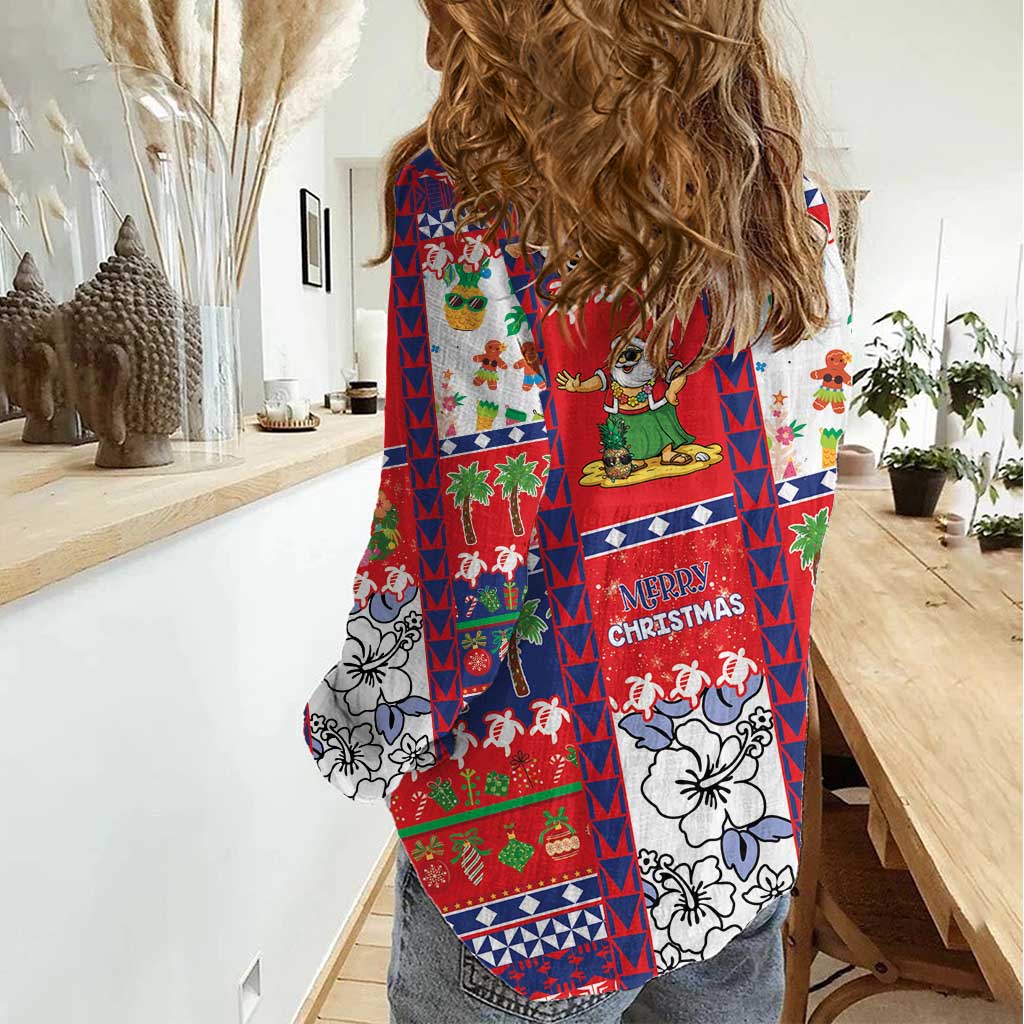 Wallis And Futuna Christmas Women Casual Shirt Festive Beach Vibes - Polynesian Pride