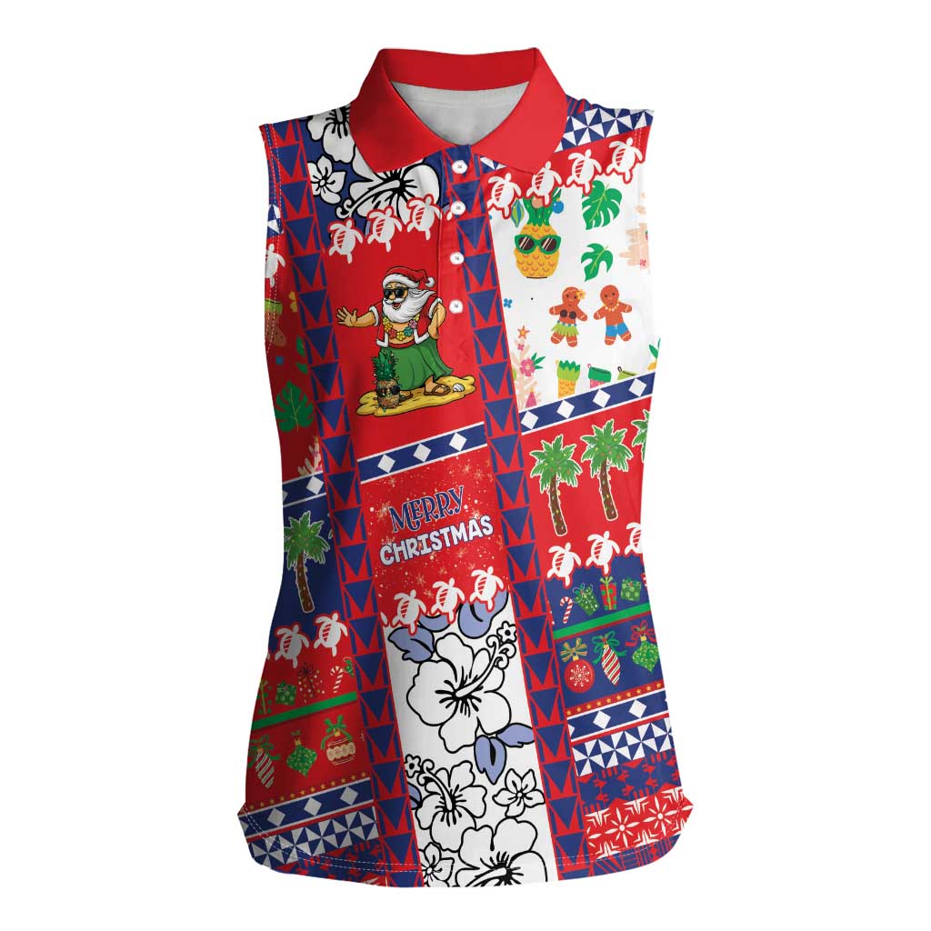 Wallis And Futuna Christmas Women Sleeveless Polo Shirt Festive Beach Vibes - Polynesian Pride