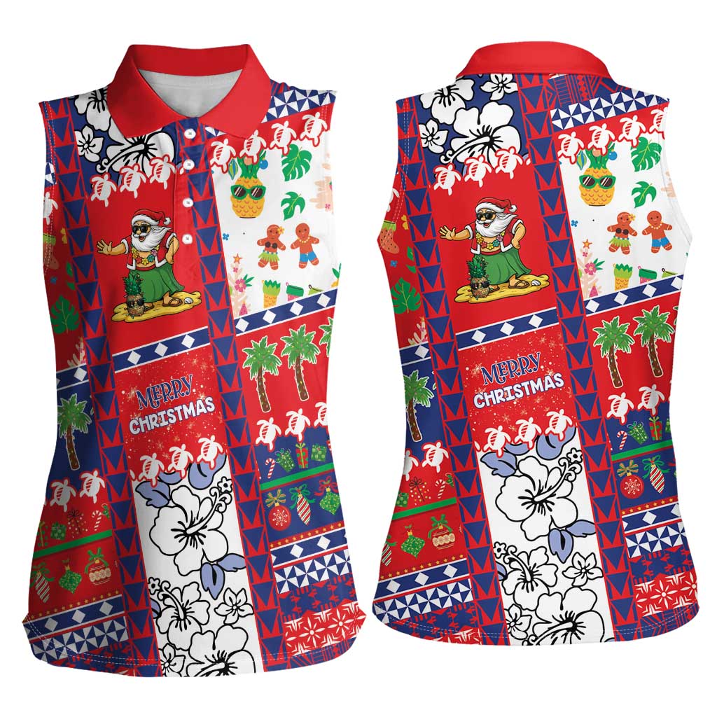 Wallis And Futuna Christmas Women Sleeveless Polo Shirt Festive Beach Vibes - Polynesian Pride