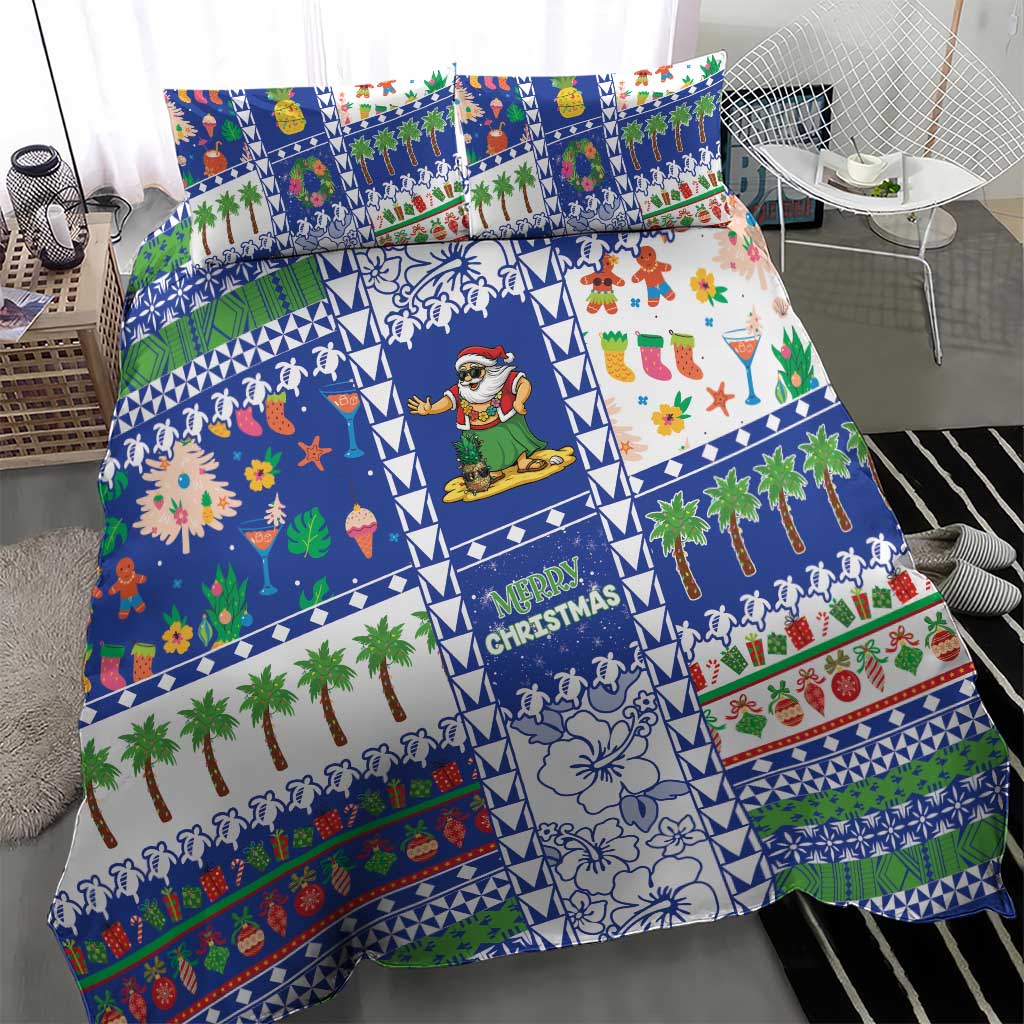 Northern Mariana Islands Christmas Bedding Set Festive Beach Vibes - Polynesian Pride