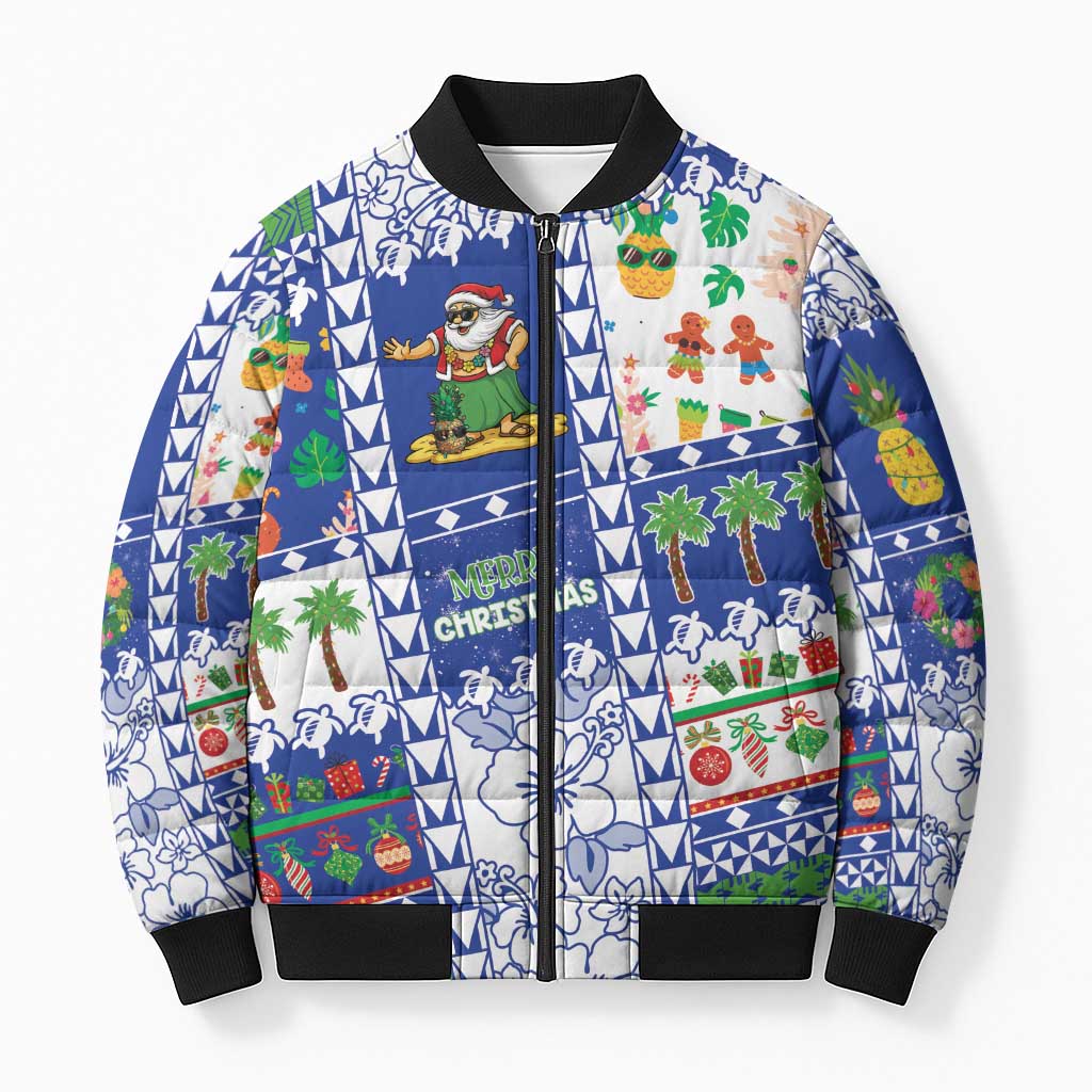 Northern Mariana Islands Christmas Bomber Puffer Jacket Festive Beach Vibes - Polynesian Pride