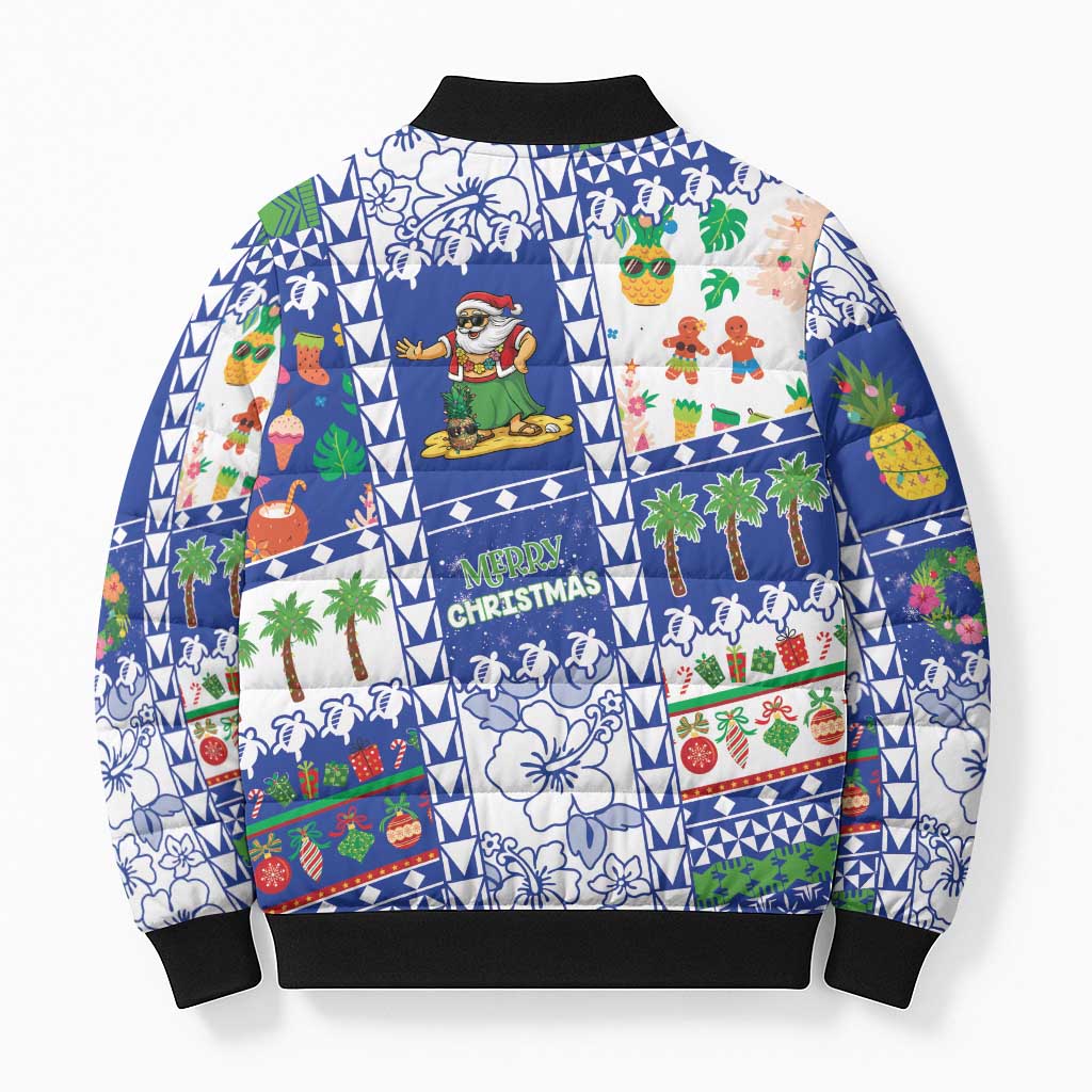 Northern Mariana Islands Christmas Bomber Puffer Jacket Festive Beach Vibes - Polynesian Pride