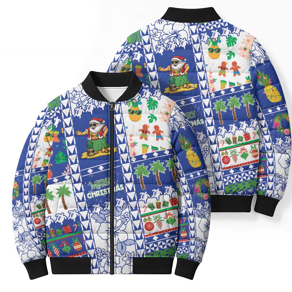 Northern Mariana Islands Christmas Bomber Puffer Jacket Festive Beach Vibes - Polynesian Pride