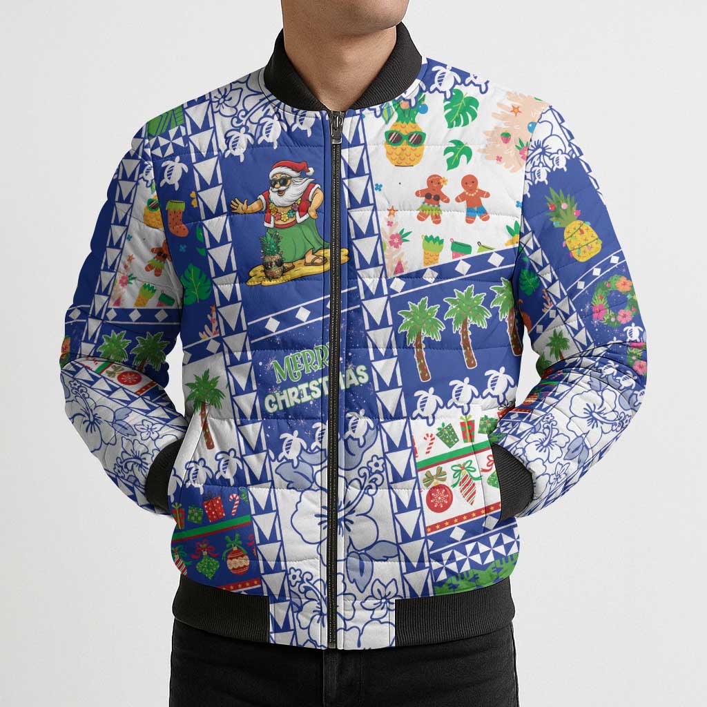 Northern Mariana Islands Christmas Bomber Puffer Jacket Festive Beach Vibes - Polynesian Pride