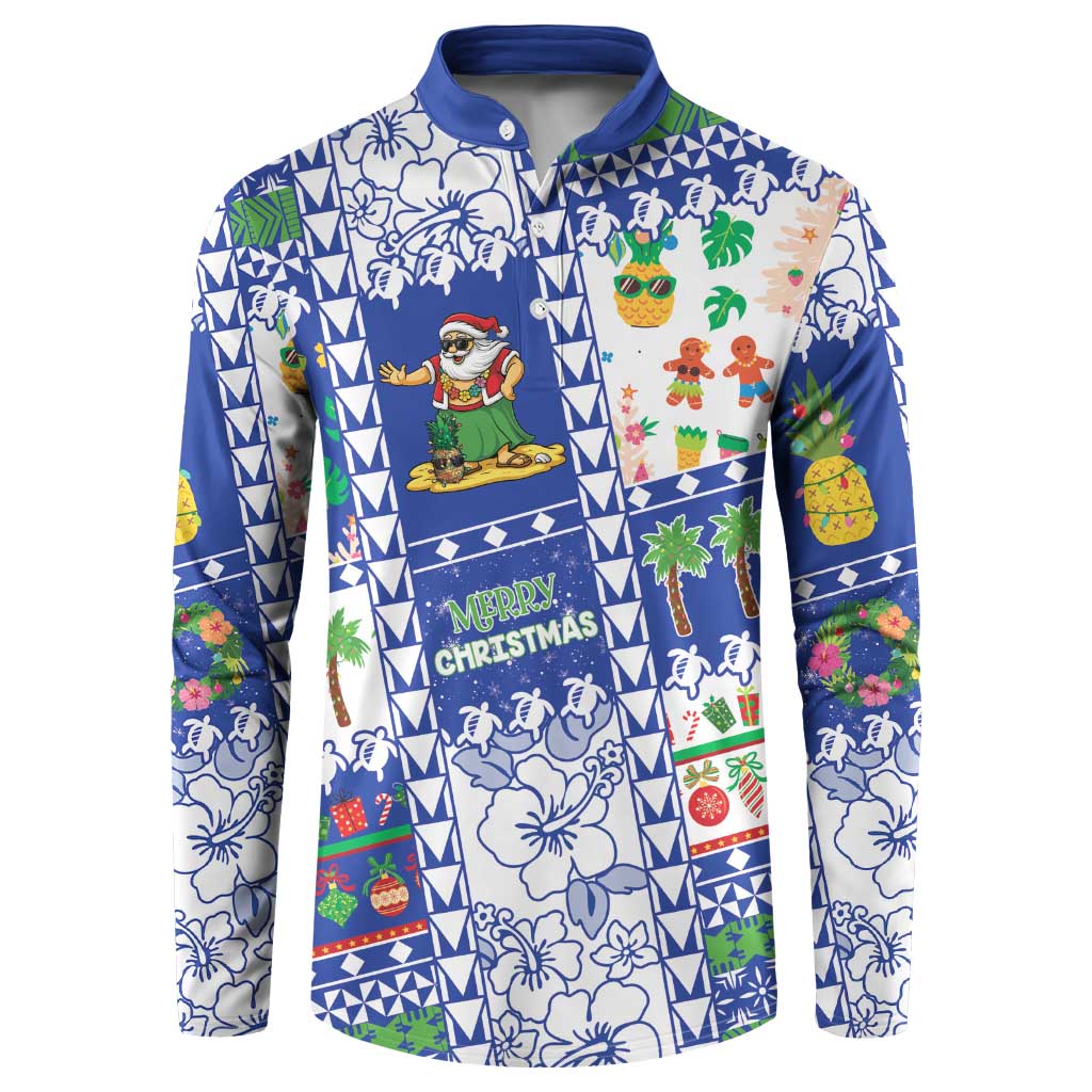 Northern Mariana Islands Christmas Button Sweatshirt Festive Beach Vibes - Polynesian Pride