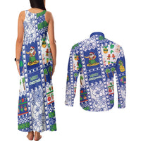 Northern Mariana Islands Christmas Couples Matching Tank Maxi Dress and Long Sleeve Button Shirt Festive Beach Vibes LT05 - Polynesian Pride