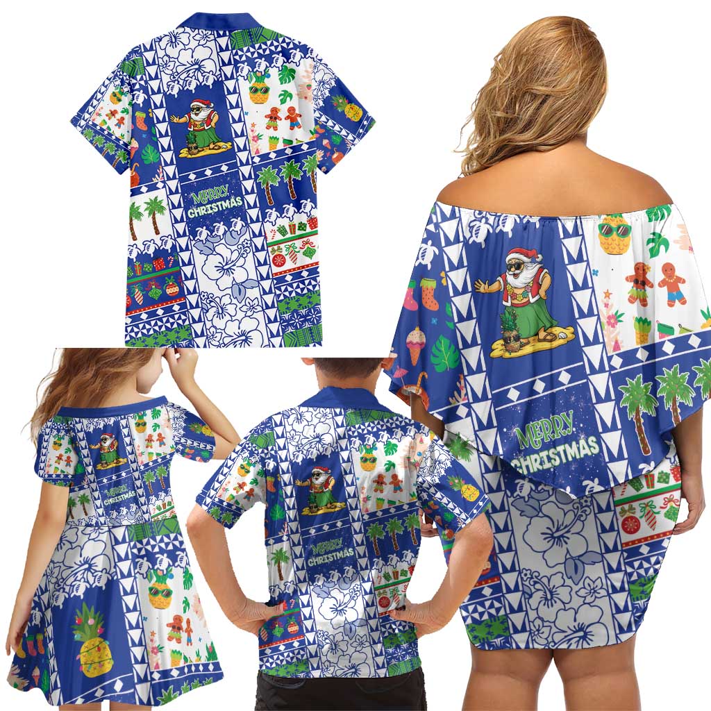 Northern Mariana Islands Christmas Family Matching Off Shoulder Short Dress and Hawaiian Shirt Festive Beach Vibes - Polynesian Pride