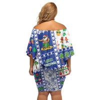 Northern Mariana Islands Christmas Family Matching Off Shoulder Short Dress and Hawaiian Shirt Festive Beach Vibes - Polynesian Pride