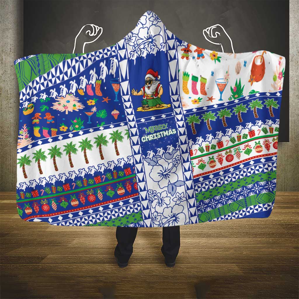 Northern Mariana Islands Christmas Hooded Blanket Festive Beach Vibes - Polynesian Pride