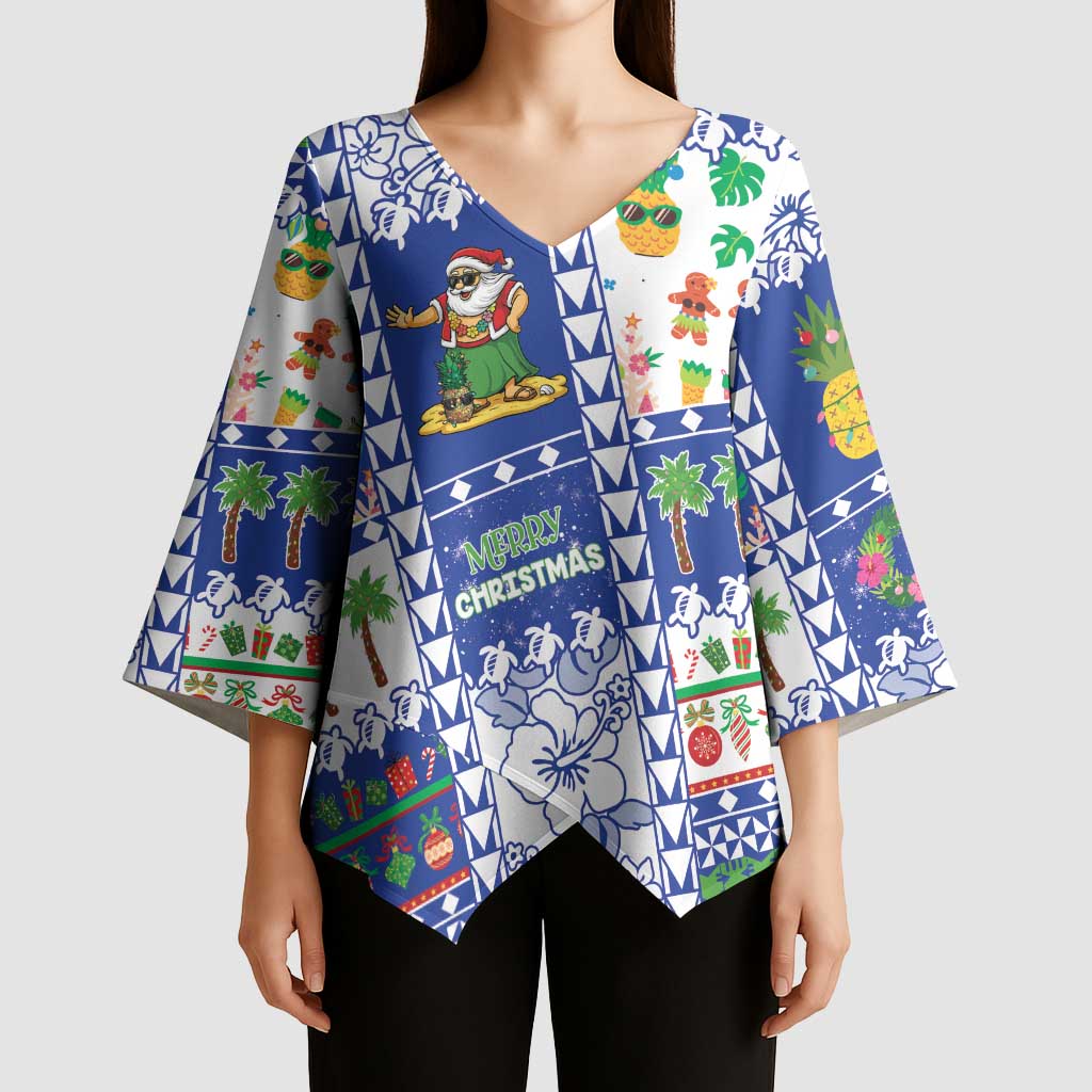Northern Mariana Islands Christmas Kimono Sleeve Blouse Festive Beach Vibes - Polynesian Pride
