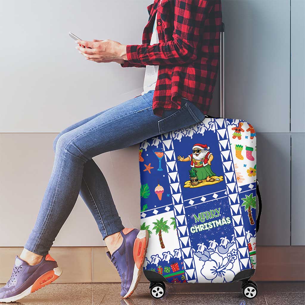 Northern Mariana Islands Christmas Luggage Cover Festive Beach Vibes - Polynesian Pride