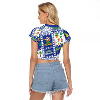 Northern Mariana Islands Christmas Raglan Cropped T Shirt Festive Beach Vibes - Polynesian Pride