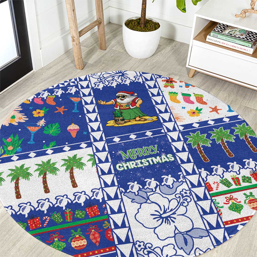 Northern Mariana Islands Christmas Round Carpet Festive Beach Vibes - Polynesian Pride