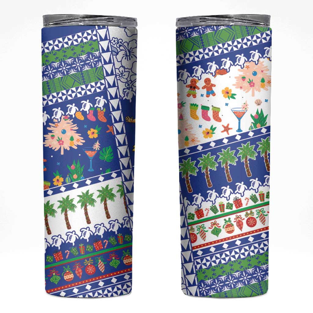 Northern Mariana Islands Christmas Skinny Tumbler Festive Beach Vibes - Polynesian Pride