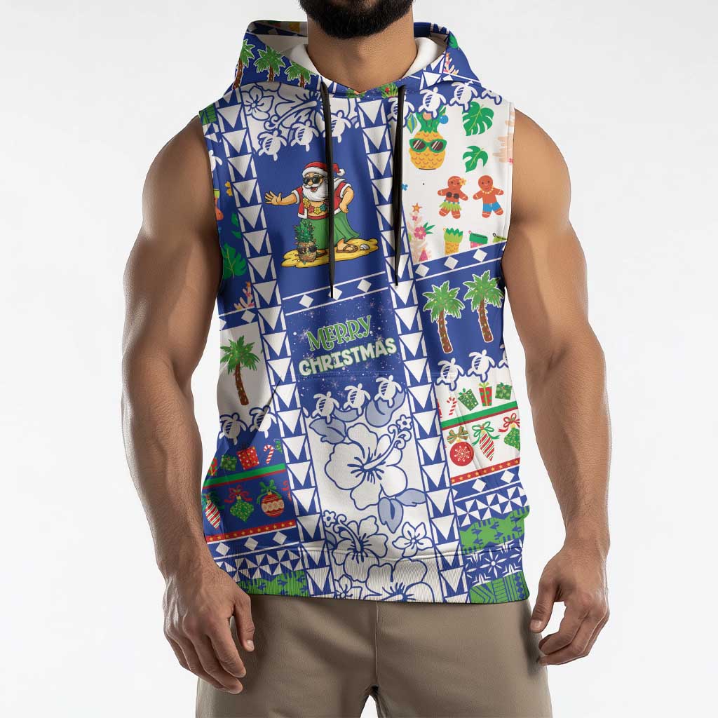 Northern Mariana Islands Christmas Sleeveless Hoodie Festive Beach Vibes - Polynesian Pride