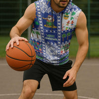 Northern Mariana Islands Christmas Sleeveless Hoodie Festive Beach Vibes - Polynesian Pride