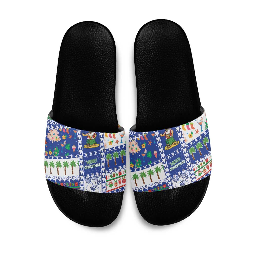 Northern Mariana Islands Christmas Slide Sandals Festive Beach Vibes - Polynesian Pride