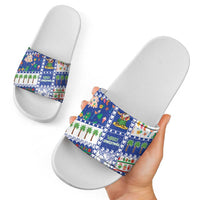 Northern Mariana Islands Christmas Slide Sandals Festive Beach Vibes - Polynesian Pride