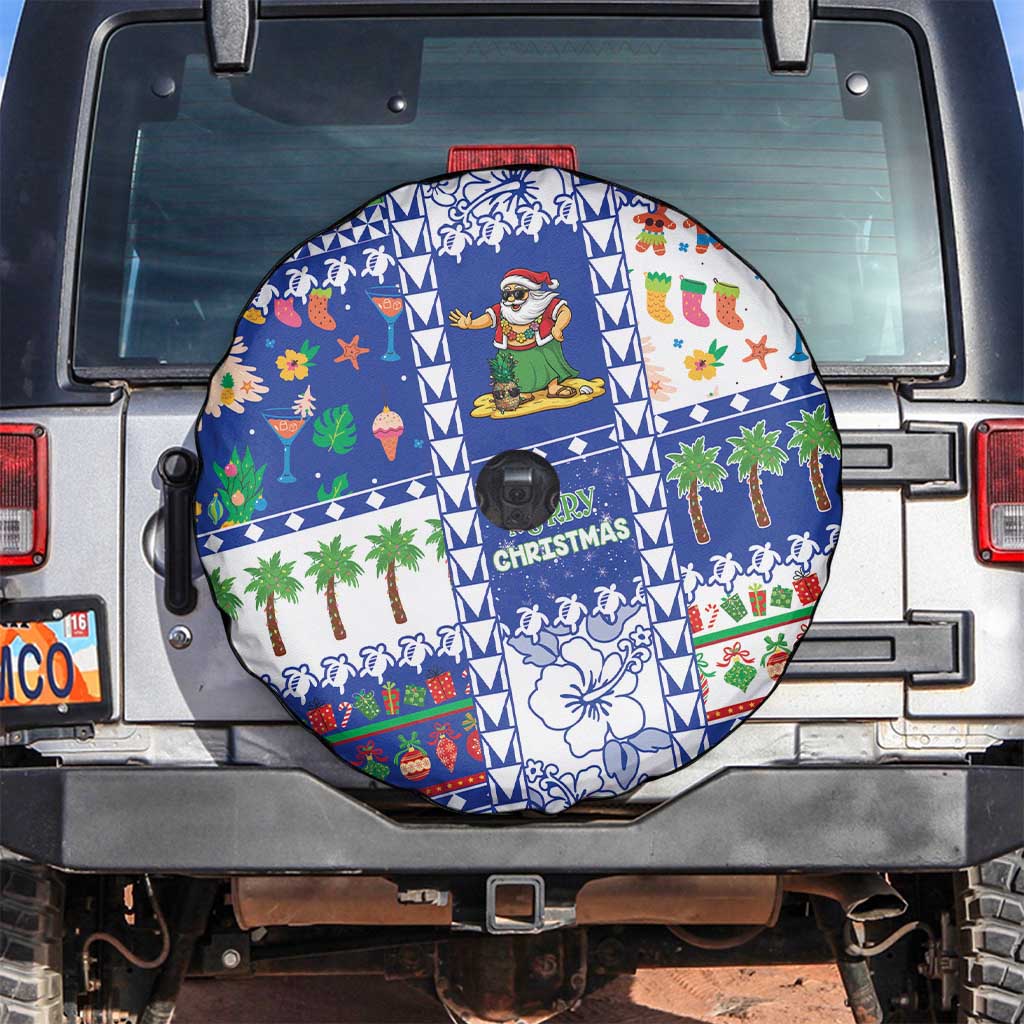 Northern Mariana Islands Christmas Spare Tire Cover Festive Beach Vibes - Polynesian Pride
