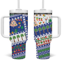 Northern Mariana Islands Christmas Tumbler With Handle Festive Beach Vibes - Polynesian Pride