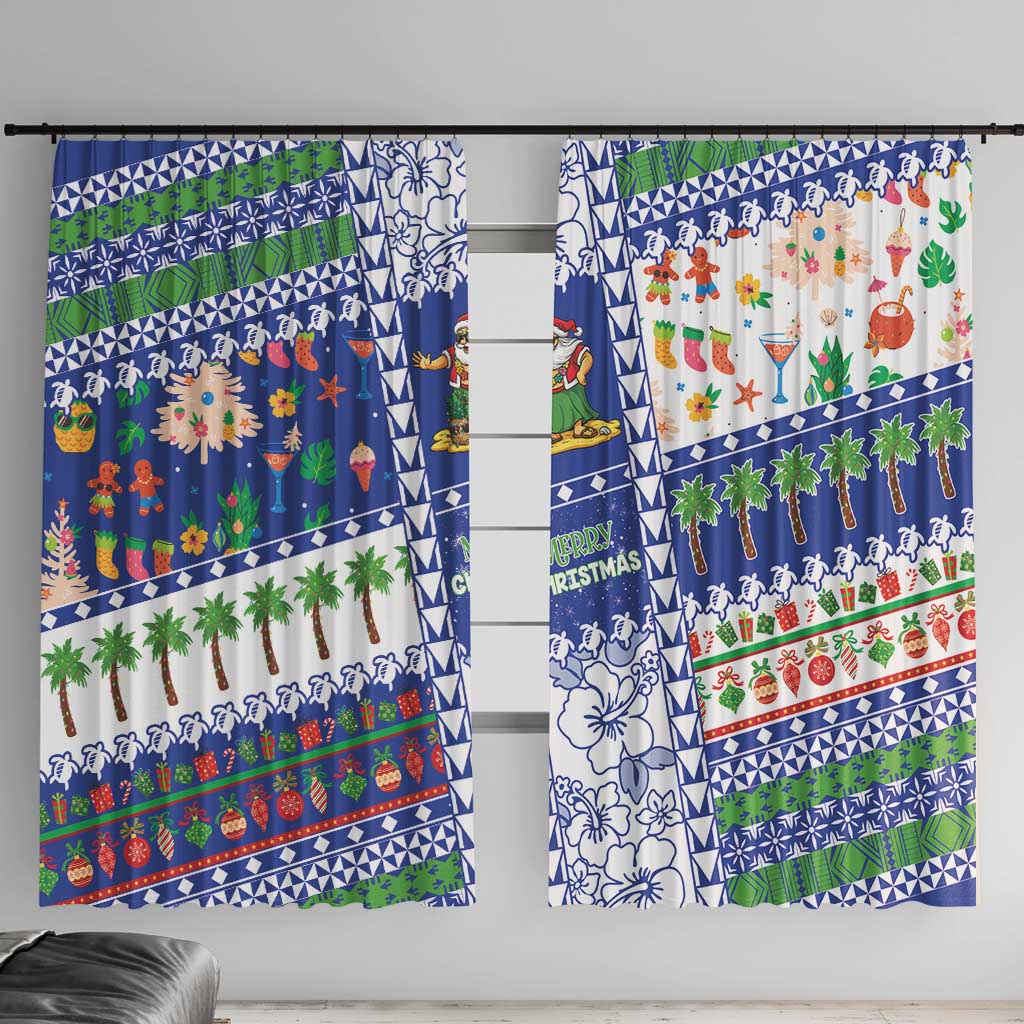 Northern Mariana Islands Christmas Window Curtain Festive Beach Vibes - Polynesian Pride