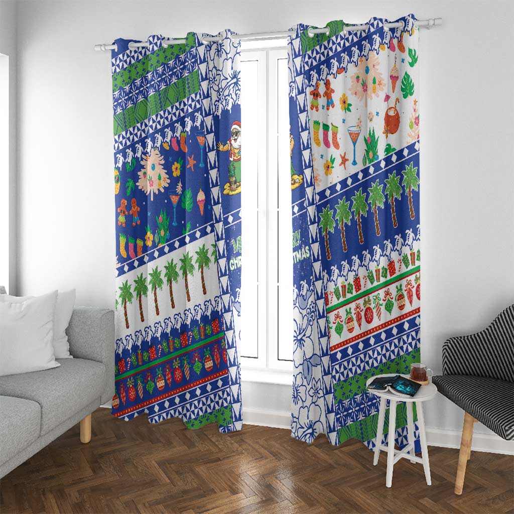 Northern Mariana Islands Christmas Window Curtain Festive Beach Vibes - Polynesian Pride