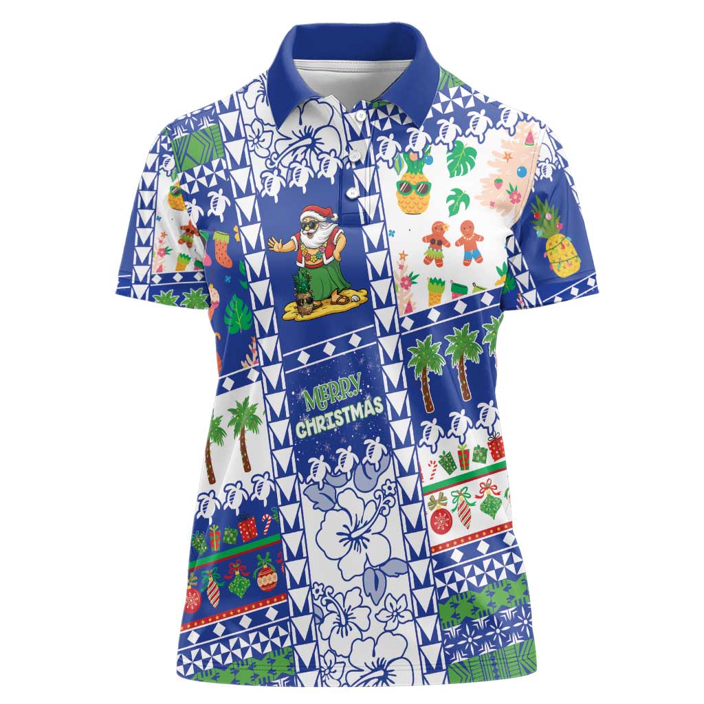 Northern Mariana Islands Christmas Women Polo Shirt Festive Beach Vibes - Polynesian Pride