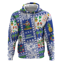 Northern Mariana Islands Christmas Zip Hoodie Festive Beach Vibes - Polynesian Pride