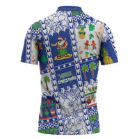 Northern Mariana Islands Christmas Zipper Polo Shirt Festive Beach Vibes - Polynesian Pride