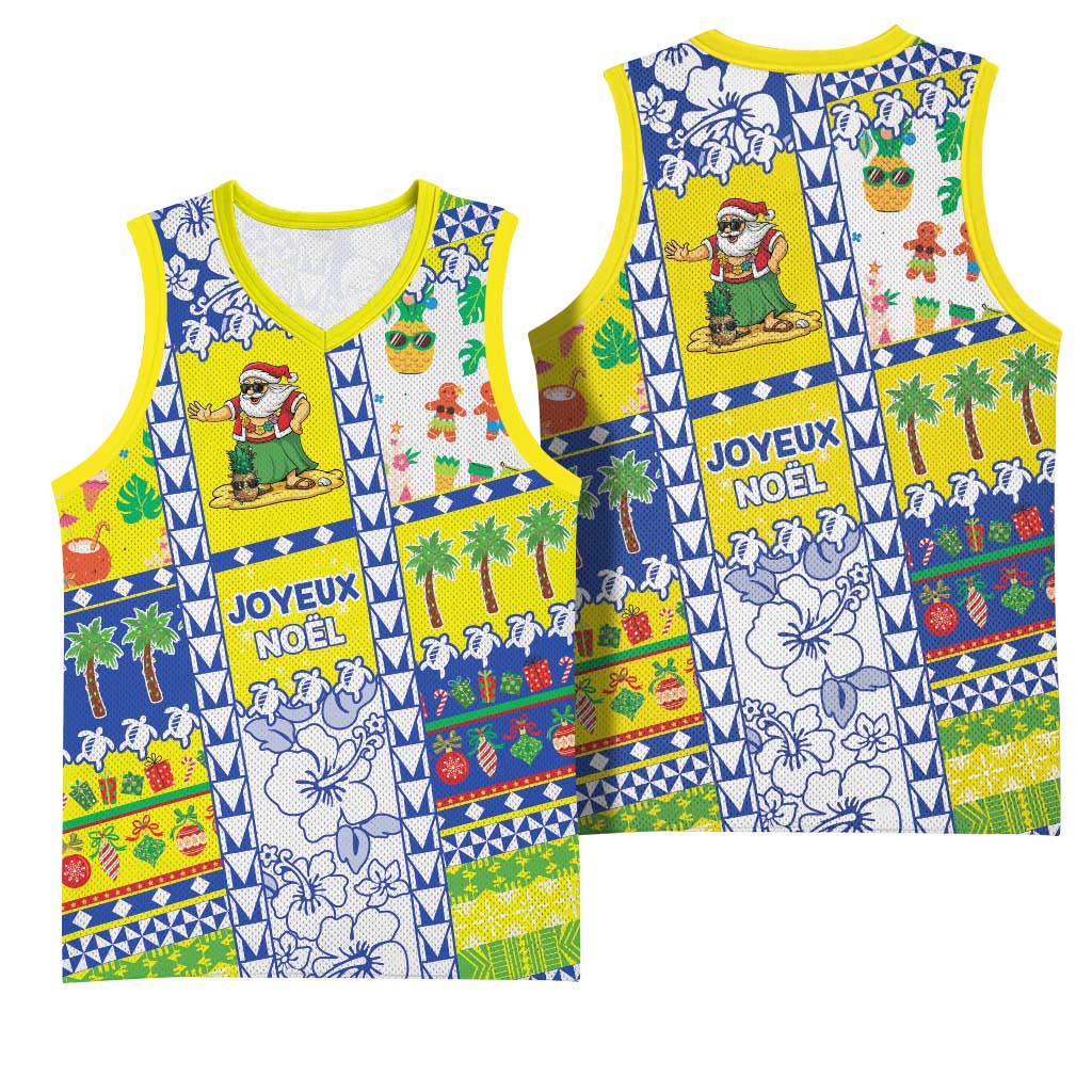 New Caledonia Christmas Basketball Jersey Festive Beach Vibes - Polynesian Pride