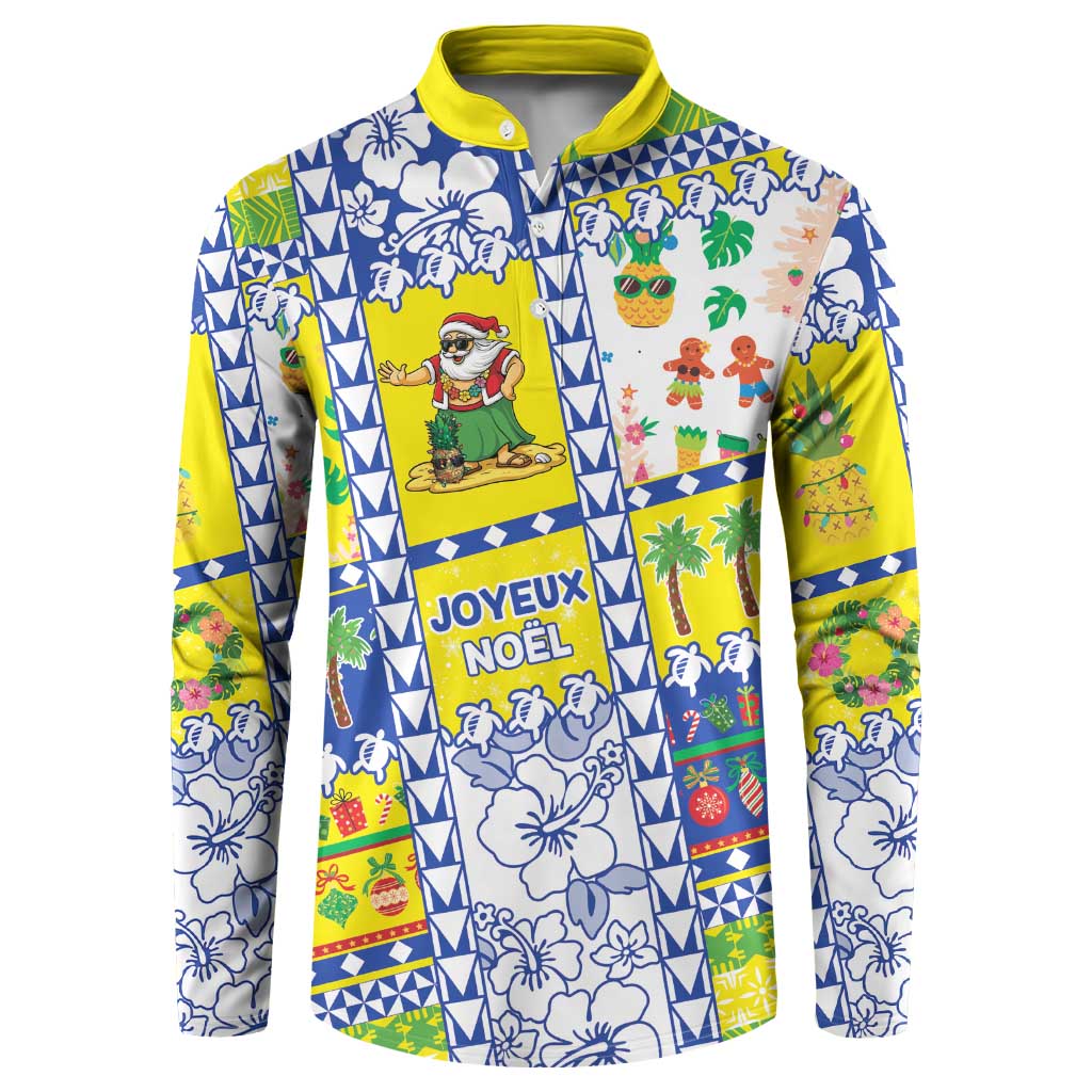 New Caledonia Christmas Button Sweatshirt Festive Beach Vibes - Polynesian Pride