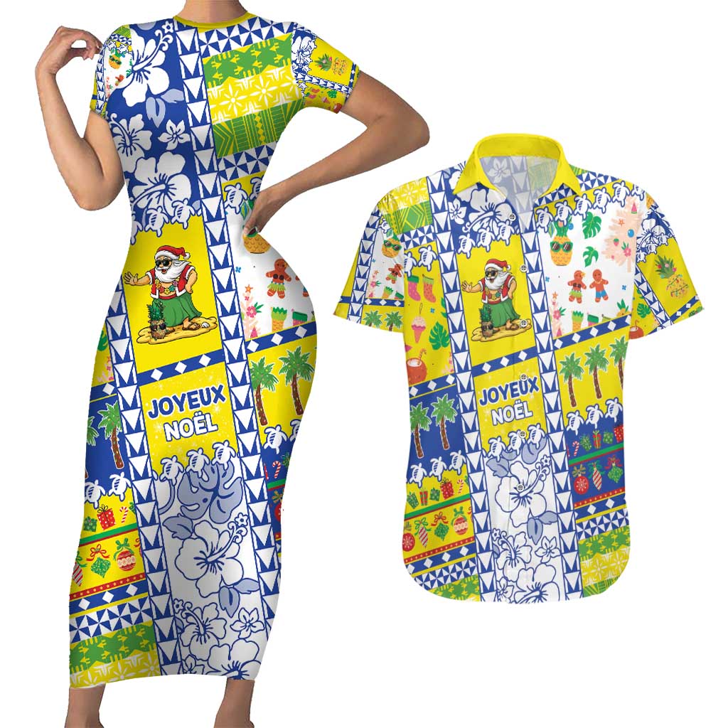 New Caledonia Christmas Couples Matching Short Sleeve Bodycon Dress and Hawaiian Shirt Festive Beach Vibes - Polynesian Pride