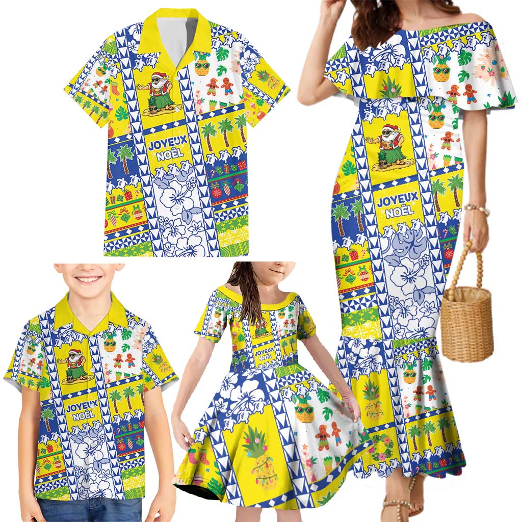 New Caledonia Christmas Family Matching Mermaid Dress and Hawaiian Shirt Festive Beach Vibes - Polynesian Pride