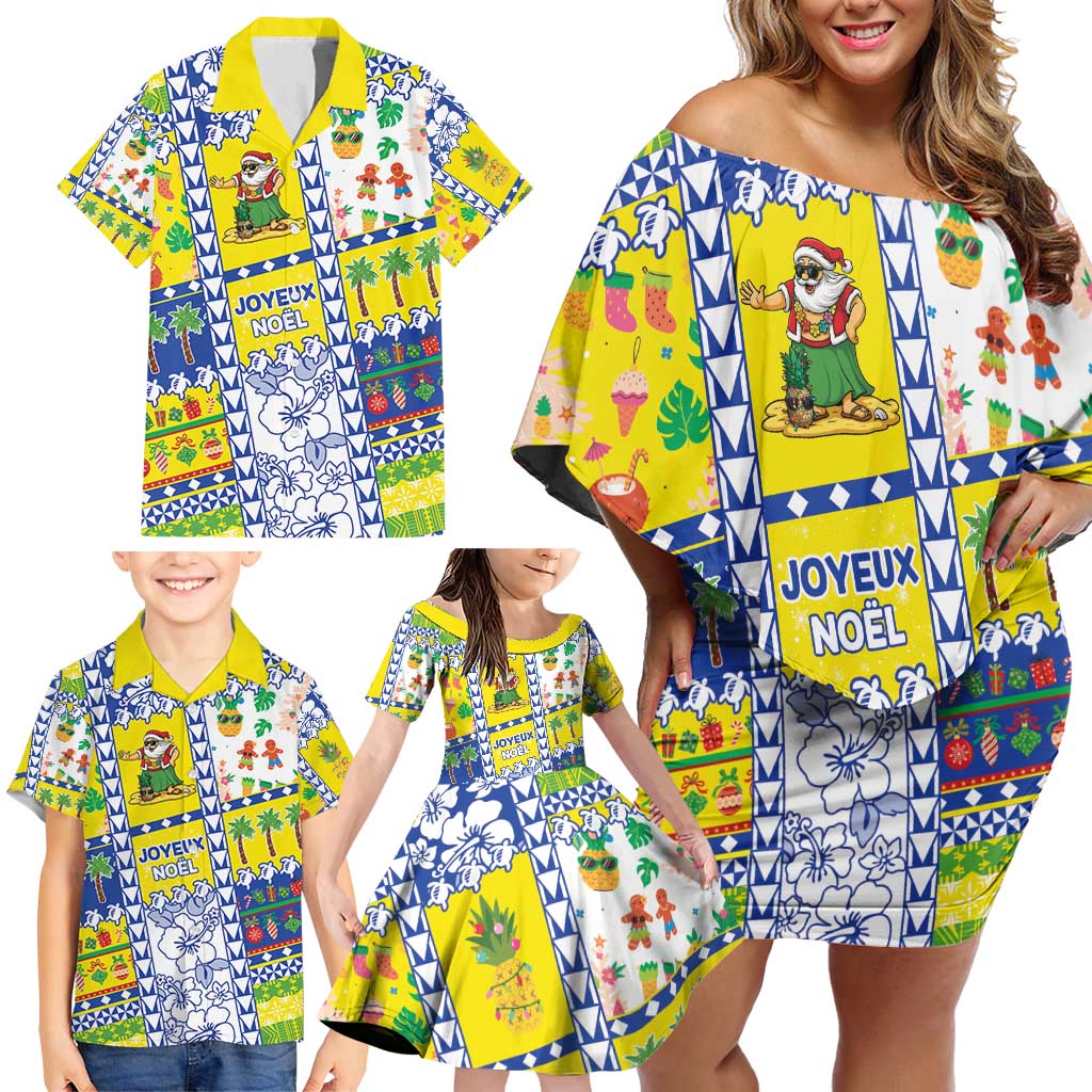New Caledonia Christmas Family Matching Off Shoulder Short Dress and Hawaiian Shirt Festive Beach Vibes - Polynesian Pride