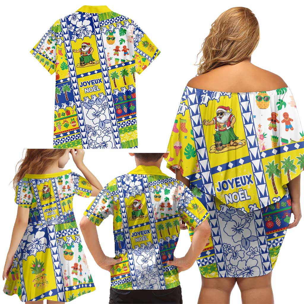 New Caledonia Christmas Family Matching Off Shoulder Short Dress and Hawaiian Shirt Festive Beach Vibes - Polynesian Pride