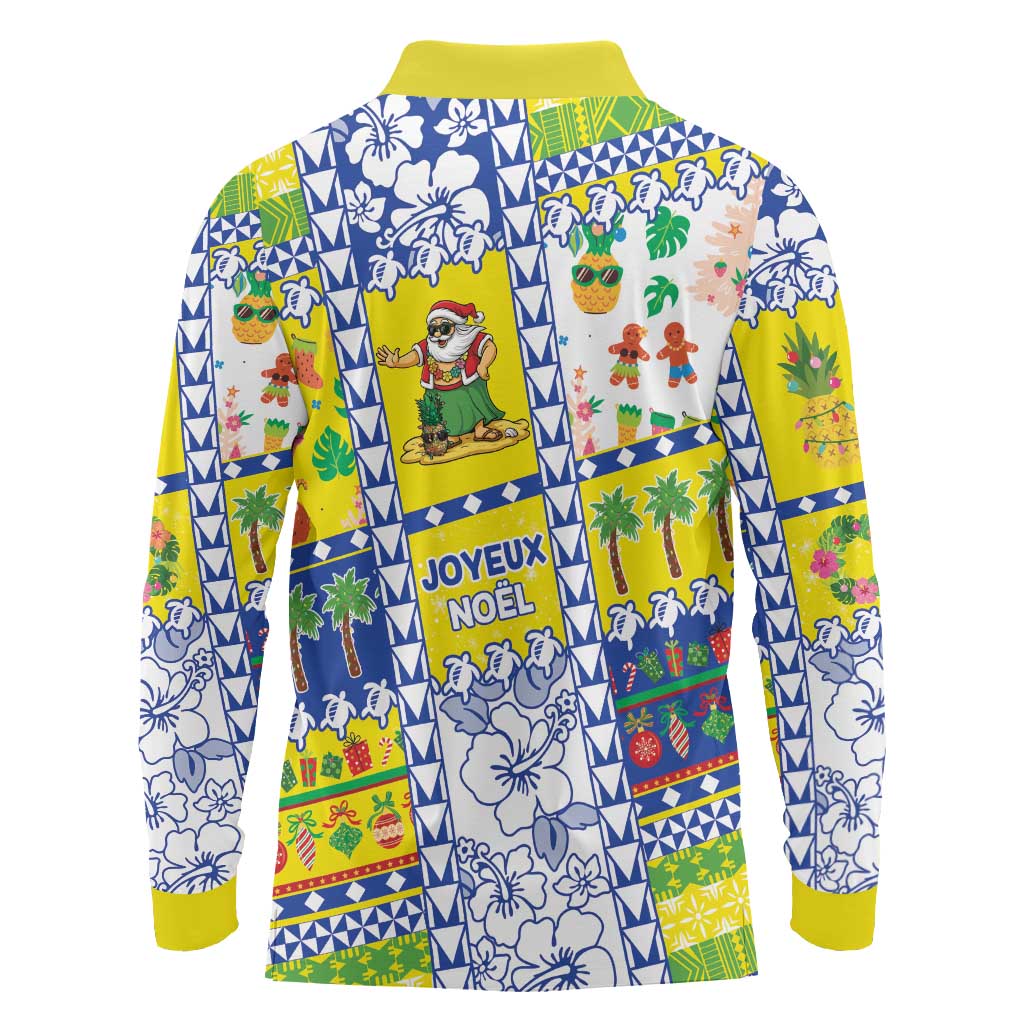 New Caledonia Christmas Long Sleeve Polo Shirt Festive Beach Vibes - Polynesian Pride