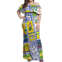 New Caledonia Christmas Off Shoulder Maxi Dress Festive Beach Vibes - Polynesian Pride