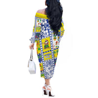 New Caledonia Christmas Off The Shoulder Long Sleeve Dress Festive Beach Vibes - Polynesian Pride