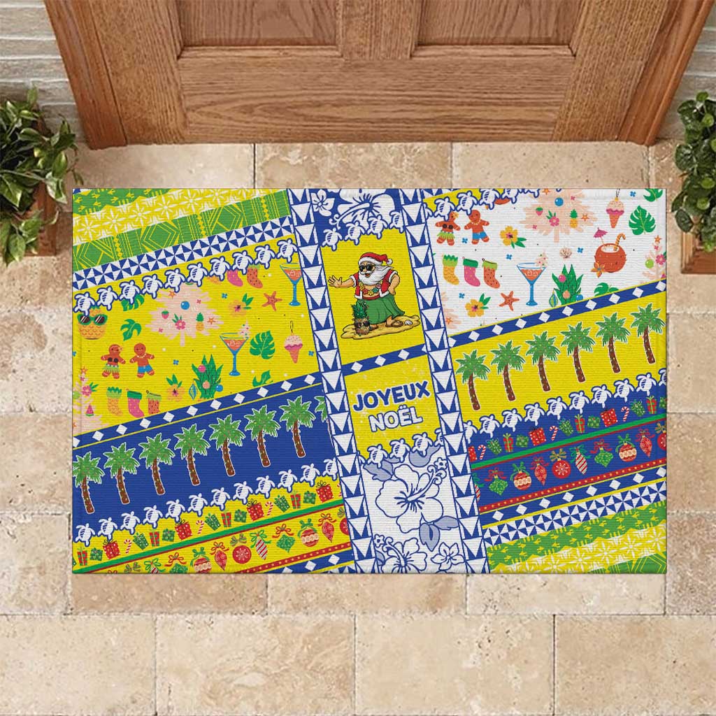 New Caledonia Christmas Rubber Doormat Festive Beach Vibes - Polynesian Pride