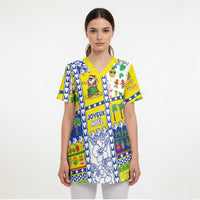 New Caledonia Christmas Scrub Top Festive Beach Vibes - Polynesian Pride