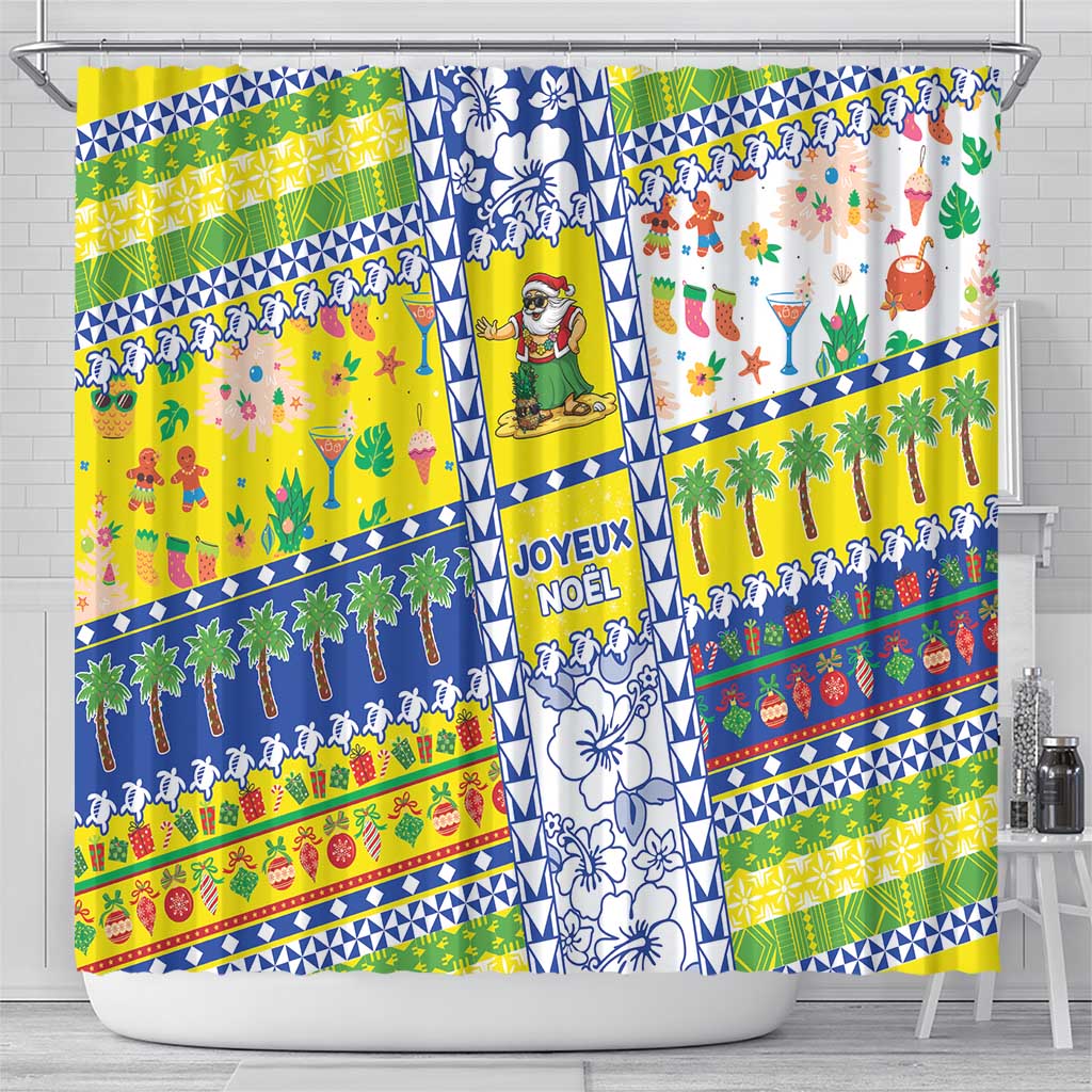 New Caledonia Christmas Shower Curtain Festive Beach Vibes - Polynesian Pride