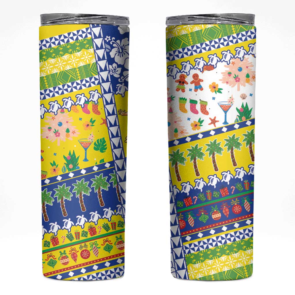 New Caledonia Christmas Skinny Tumbler Festive Beach Vibes - Polynesian Pride