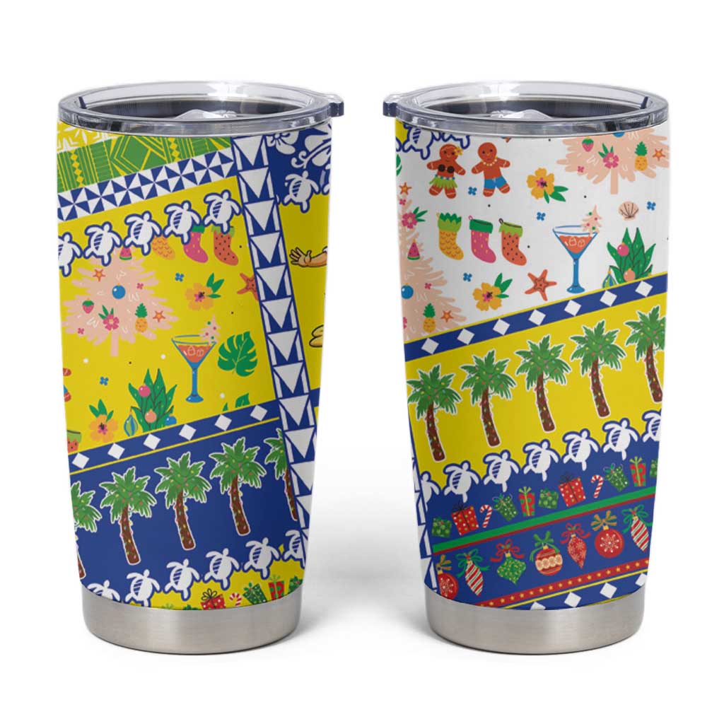 New Caledonia Christmas Tumbler Cup Festive Beach Vibes - Polynesian Pride