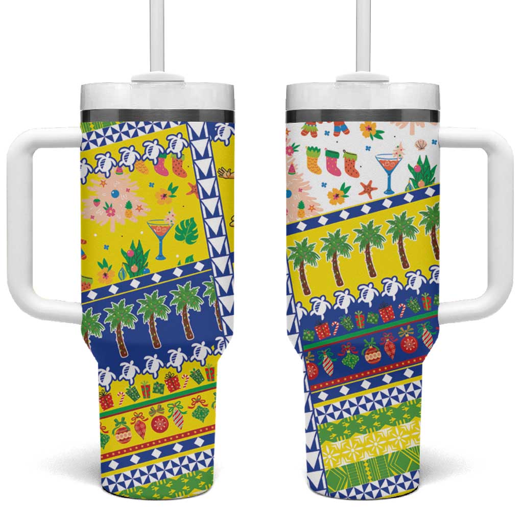 New Caledonia Christmas Tumbler With Handle Festive Beach Vibes - Polynesian Pride