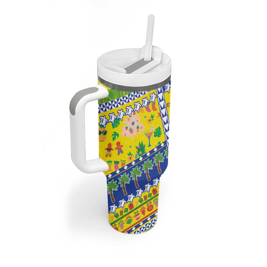 New Caledonia Christmas Tumbler With Handle Festive Beach Vibes - Polynesian Pride