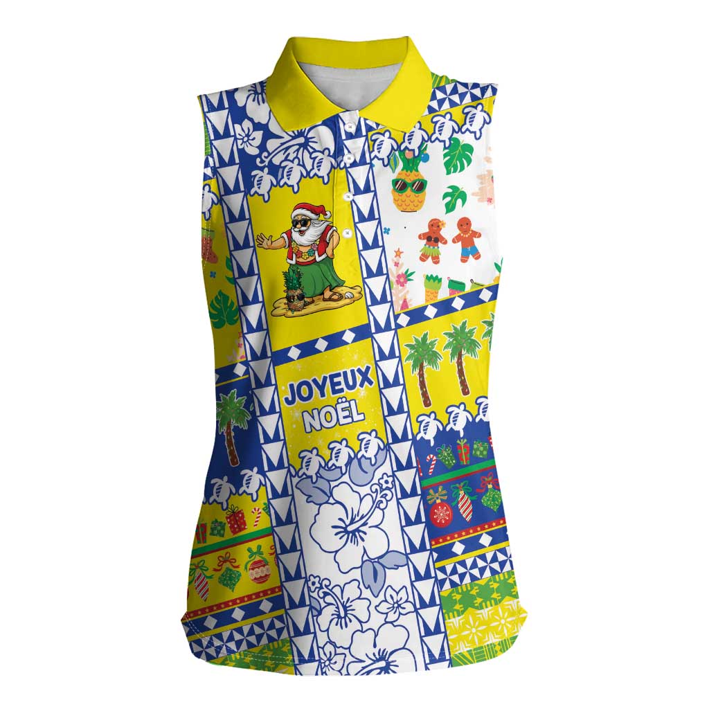 New Caledonia Christmas Women Sleeveless Polo Shirt Festive Beach Vibes - Polynesian Pride